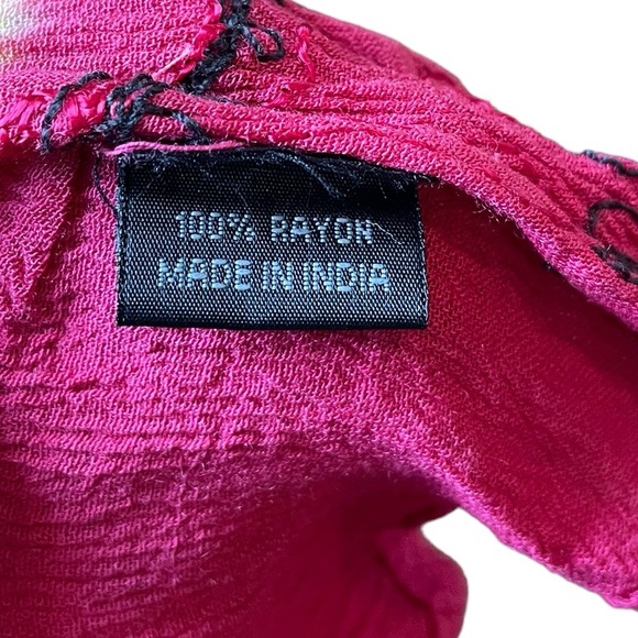 Colorz Pink Rainbow Hippie Boho Earthy Eclectic Tie Dye Embroidered Midi Dress - Picture 7 of 7